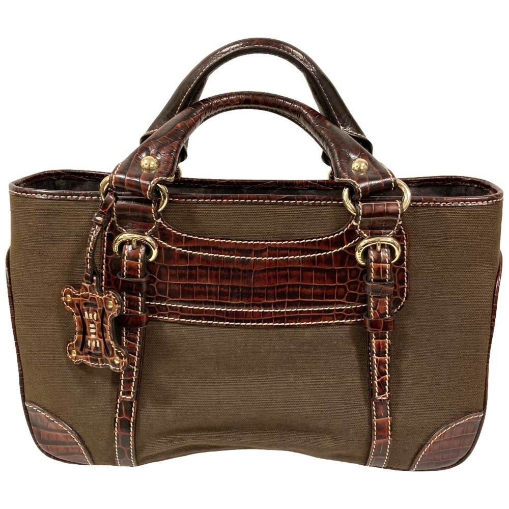 CELINE Celine Canvas Leather Boogie Back Handbag Brown Women's